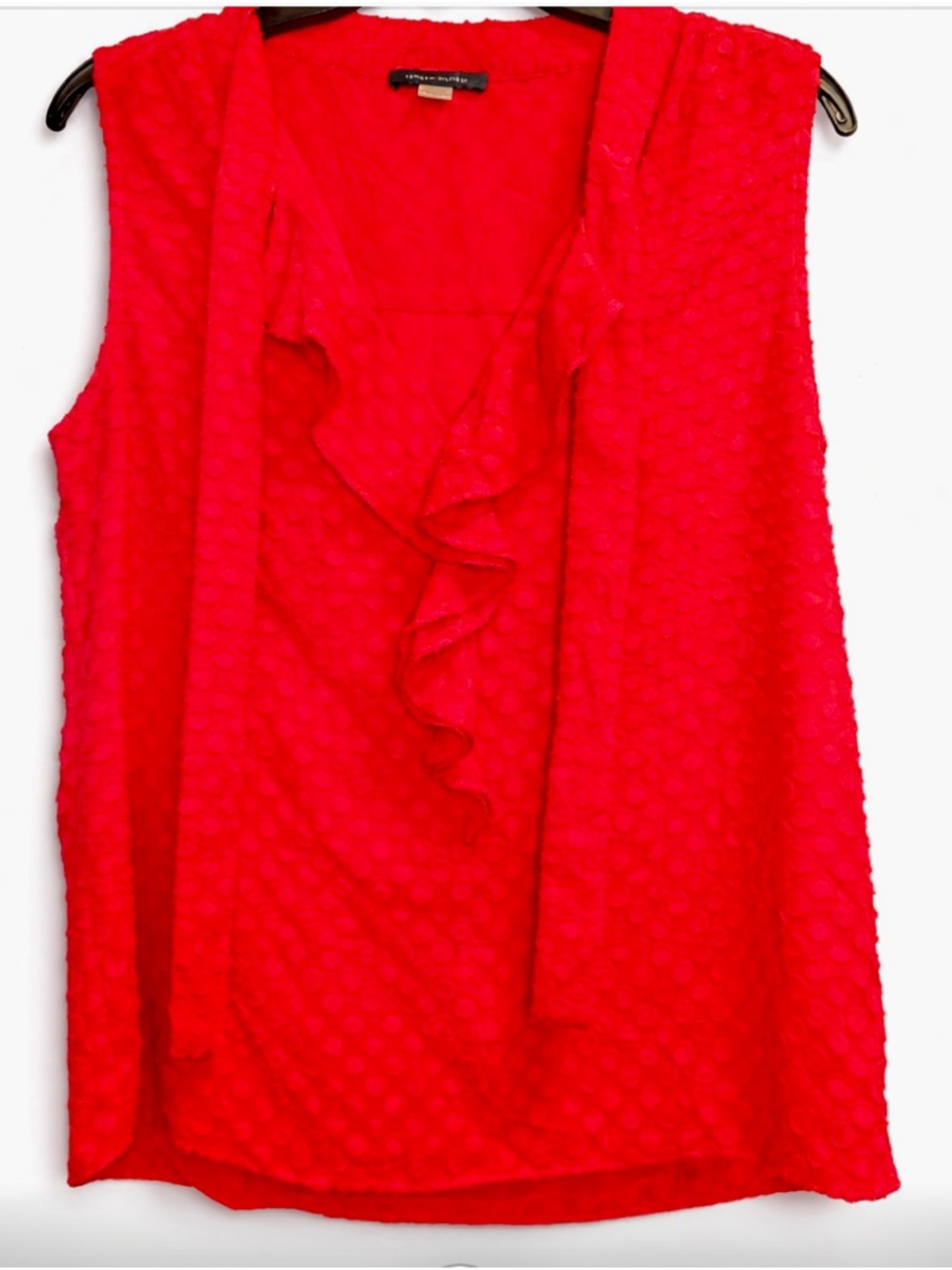Tommy Hilfiger Red Textured Ruffle Top
